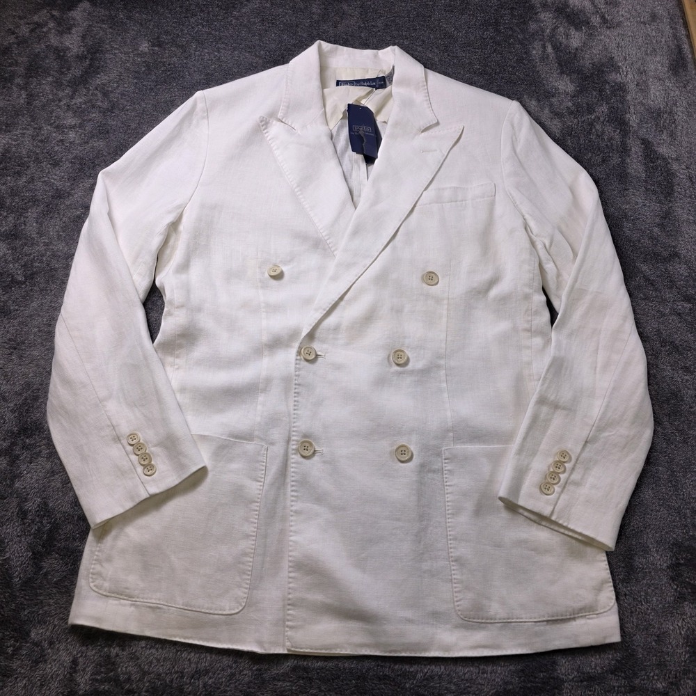Polo Ralph Lauren Double Breasted Linen Blazer Women 16 Jacket Elegant Old Money